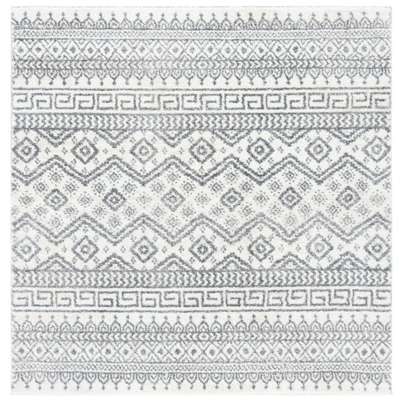 SAFAVIEH Tunisia Derren Geometric Area Rug, Ivory/Black, 6'7" x 6'7" Square
