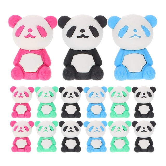 MasteelfCA 16Pcs Cartoon Kid Eraser Rubber Panda Gift Painting Room Decor (Random Color)