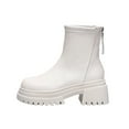 thumbnail image 2 of qkdmdw Beige Women'S Ankle Boots Winter Casual Back Zipper Thick Sole Low Heel Round Toe For Outdoor And Indoor Use, 2 of 9