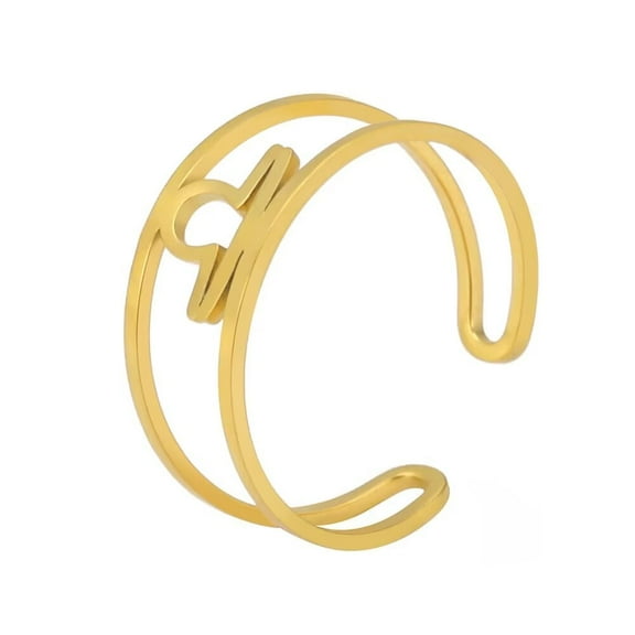 HIJONES Women's Stainless Steel 12 Celestial Sign Constellation Simple Delicate Hollow Rings Gifts for Birthday Open Rings Gold Libra Adjustable