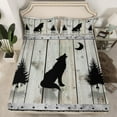 thumbnail image 2 of Manfei Wild Wolves Bed Sheets,Rustic Farmhouse Cabin King Sheets,Black Gray Sheet Set For Boys Kids,Super Cozy Room Decor,4 Pieces, 2 of 7