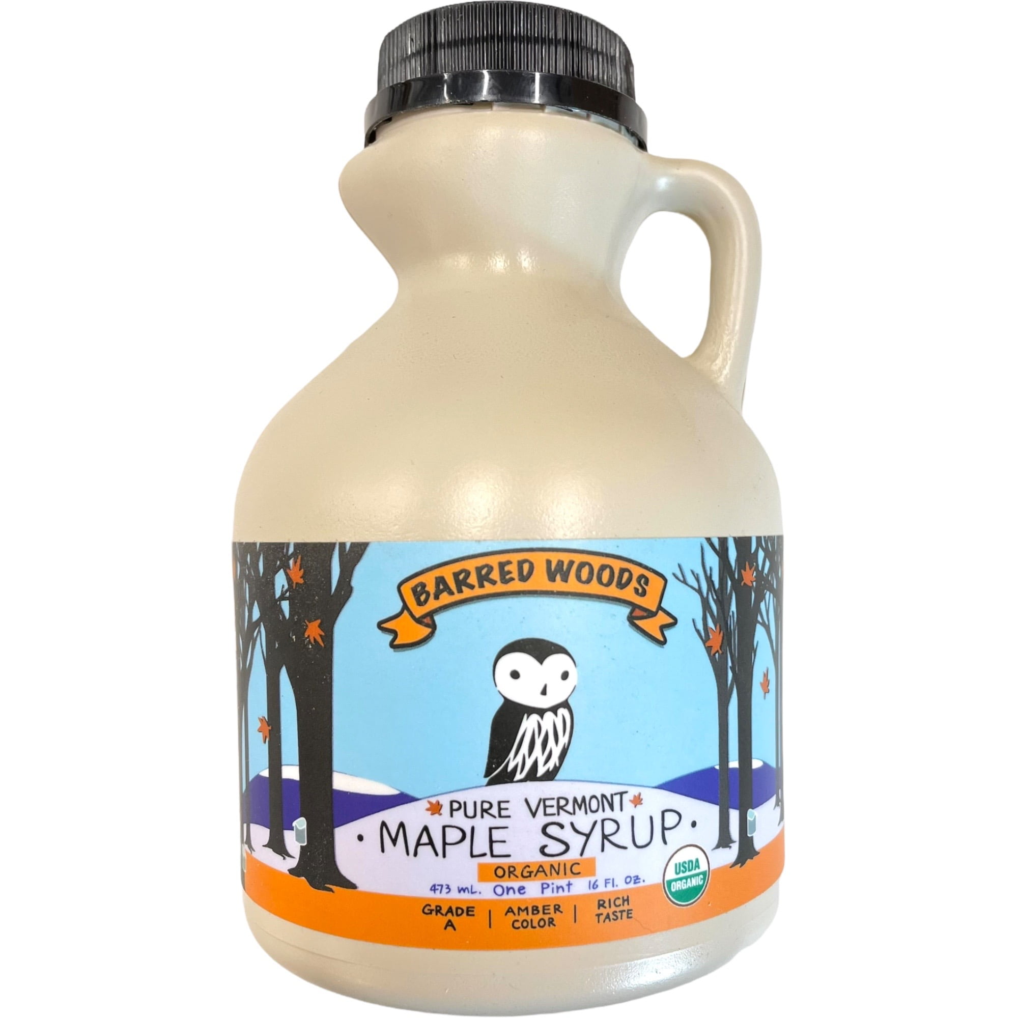 Pint Pure Vermont Organic Maple Syrup (16 oz) - Grade A Amber Rich