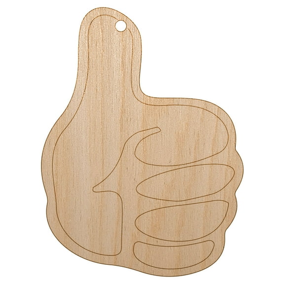 Thumbs Up Down Wood Holiday Christmas Tree Ornament Unfinished DIY Pre-Drilled Craft