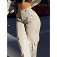 thumbnail image 3 of Women’s Solid Color Straight Long Cargo Pants Loose Casual Design for Everyday & Fashionable Looks, 3 of 5