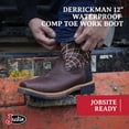 thumbnail image 2 of Botas de trabajo Justin Derrickman 12 impermeables para hombre 13D, 2 of 6
