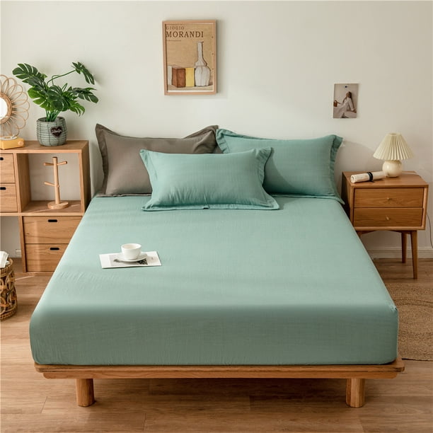 Funda de cama de hilo de algodón teñido de doble capa Jacquard Funda protectora de colchón de gasa de algodón de un solo producto Cubrecama Funda de cama Ropa de cama de una sola pieza