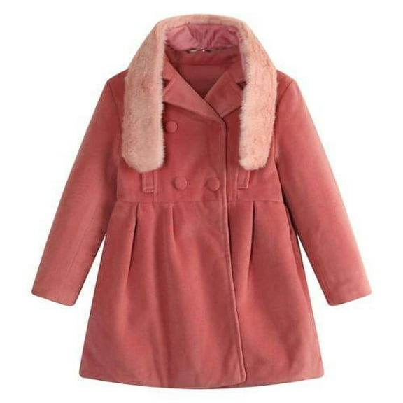 Richie House Little Girls Dark Pink Removable Faux Fur Collar Jacket 4