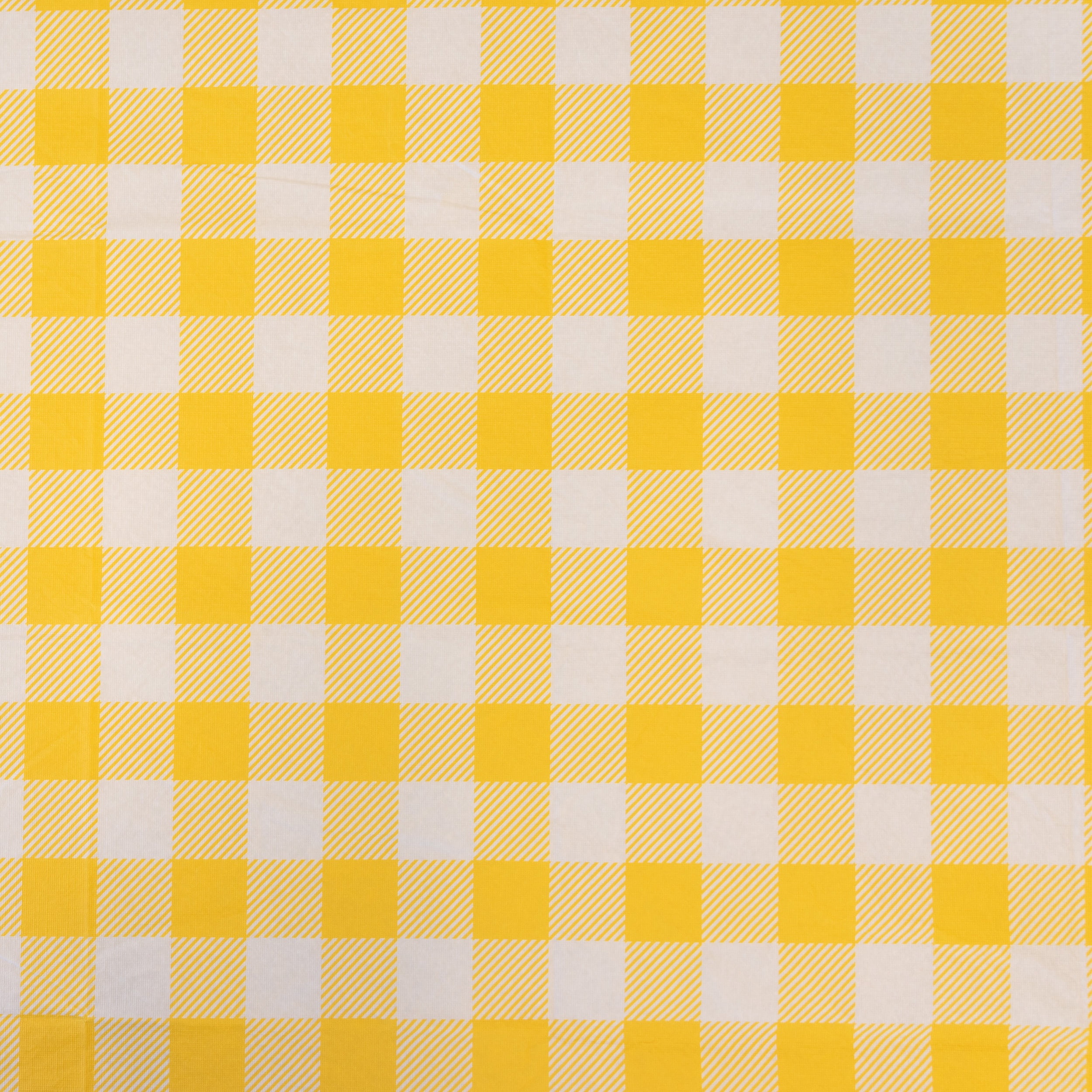Waverly Inspirations Rectangular Elastic Fitted Table Cover Waterproof Vinyl Tablecloth With Flannel Backing, 6Ft Table, 72" x 30", Gingham Yellow, 8 PK