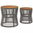 thumbnail image 3 of vidaXL Patio Side Tables 2 pcs with Wooden Top Gray Poly Rattan, 3 of 9