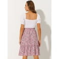 thumbnail image 4 of Falda Midi Floral Allegra K Fluida con Volantes En el Dobladillo para Mujer Púrpura Gris L, 4 of 5