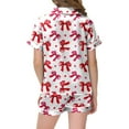 thumbnail image 3 of WOYY Toddler Girls Pajamas Bow Prints Short Sleeves Shirt & Shorts Homewear, Sizes 3-13, 3 of 4
