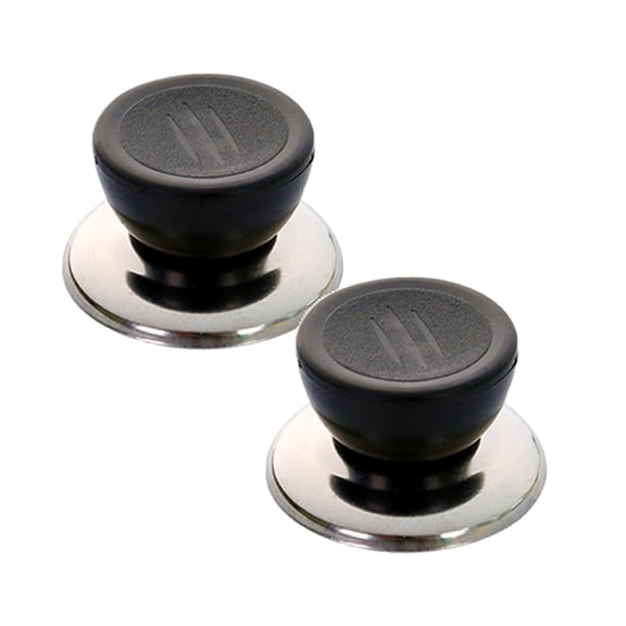 VMWMSSR 2Pcs Pot Lid Knob Replacement, Heat Resistant Universal Glass Lid Top Handle, Anti-Scratch Stainless Steel Base Pan Cover Knob For Home Kitchen Cookware(Black-2PCS)