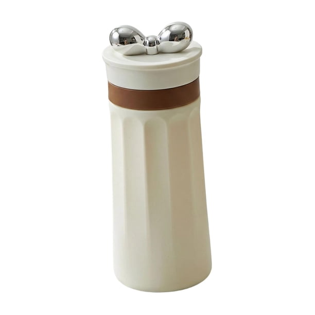 Botella para hacer cubitos de hielo, vaso para hielo portátil, reutilizable, con tapa a prueba de fugas y recipiente para bebidas. Café blanco Plata