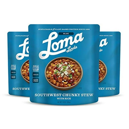 Loma Linda Blue - Vegan Complete Meal Solution - Heat & Eat Southwest Chunky Stew (10 oz) (Pack of 3) - Non-GMO, Gluten