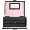 thumbnail image 2 of PU Leather Jewelry Box 3 Layer Necklace Ring Earring Organizer Box Case with LockBlack, 2 of 8