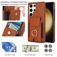 thumbnail image 4 of SaniMore for Samsung Galaxy S21 Ultra Case with Metal Rotating Ring Kickstand RFID Blocking Card Slots PU Leather Anti-scractch Wear-resitant Shockproof Wallet Cover for Samsung S21 Ultra, Brown, 4 of 9