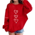 thumbnail image 3 of AUDeals Girls Heart Print Sweatshirt - Round Neck Long Sleeve Loose Fit Pullover Top for Kids Spring Fall Casual Everyday Wear, 3 of 6