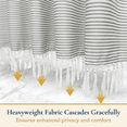 thumbnail image 6 of ComfiTime 13-Piece Tassel Shower Curtain Set with Hooks – Heavy-Duty Fabric Cloth, Boho Farmhouse Bathroom Curtain, Striped Hotel Luxury Linen, Water-Repellent, Machine-Washable, 72” x 72”, Gray, 6 of 13
