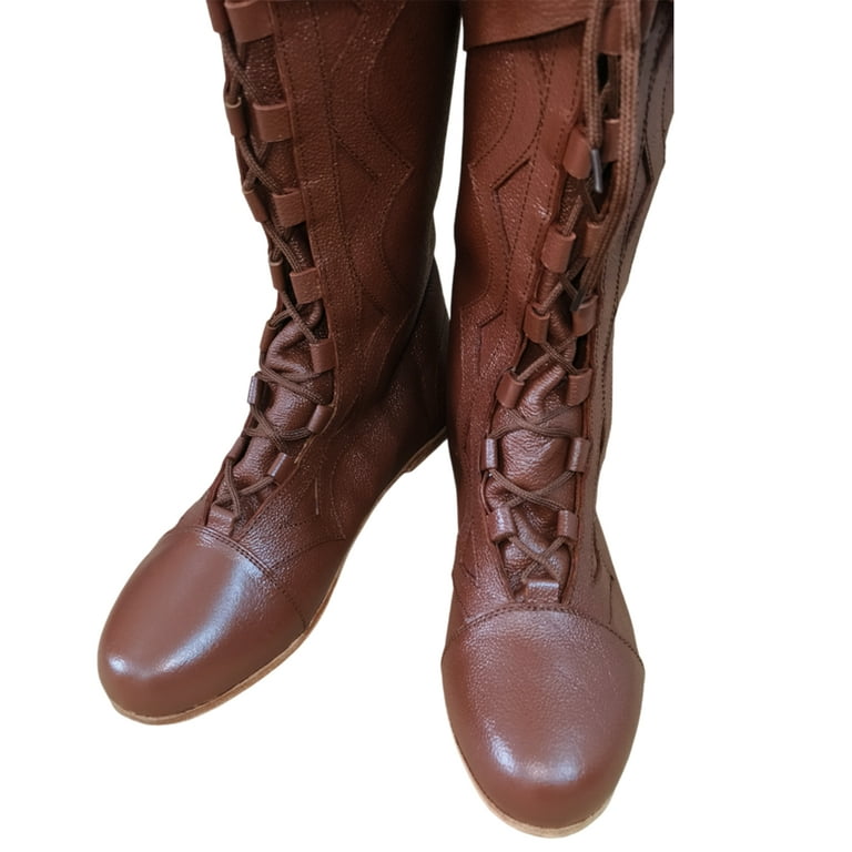 Medieval Leather Long Boots Retro Larp Ren Faire Mens Retro  display picture 1