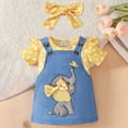 thumbnail image 2 of Sopiago Baby Girl Clothes Suspender Skirt Ruffled Romper + Elephant Jeans Dress + Headband Toddler Girl Summer Outfits N (Yellow,0-3 Months), 2 of 6