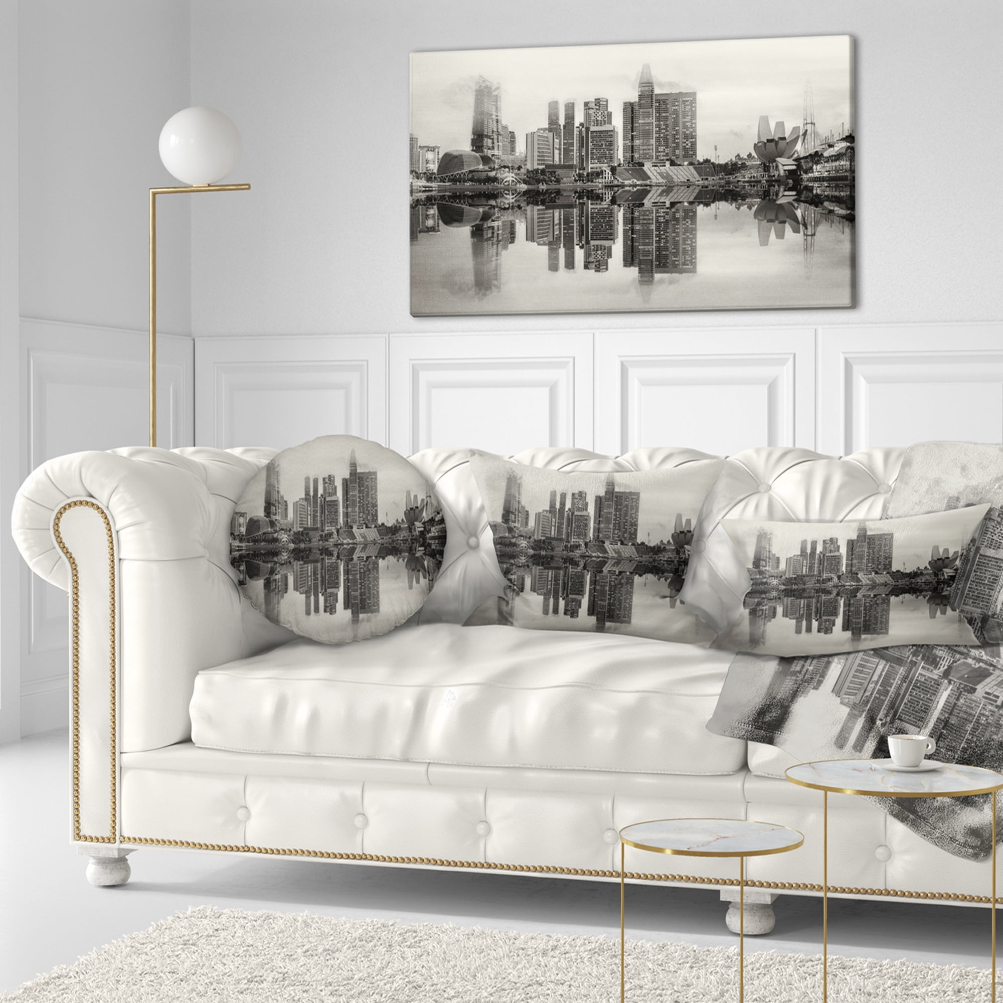 Designart Singapore Skyline View Panorama - Cityscape Throw Pillow - 12x20