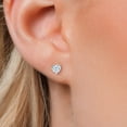 thumbnail image 3 of Gem Stone King 14K White Gold White Moissanite Stud Earrings for Women | 0.46 Cttw | Gemstone Birthstone | Heart Shape 4MM, 3 of 7