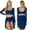 Dark_Blue, variant on renvena Women's Two-Piece Dance Dress Outfit Long Sleeve Crop Top with Skirt Lyrical Dance Costume White XL