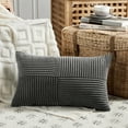 thumbnail image 3 of Fancy Homi 2 Packs Dark Gray Long Lumbar Decorative Throw Pillow Covers 12x24 Inch for Couch Bed Sofa, Rustic Farmhouse Boho Home Decor, Soft Striped Corduroy Rectangle Accent Cushion Case 30x60 cm, 3 of 8