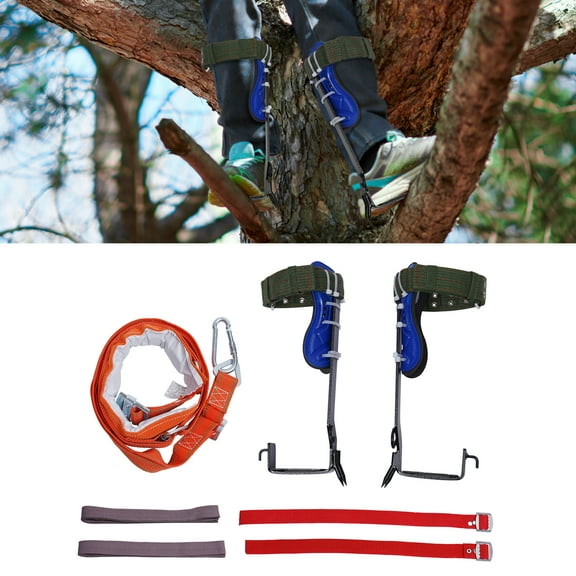 Peakora Upgraded Tree-Climbing Spikes Set High-Carbon Steel Tree Climbing Tool Adjustable Tree Climbing Spikes with Harness Belt and Non-slip Pedal for Outdoor Sport