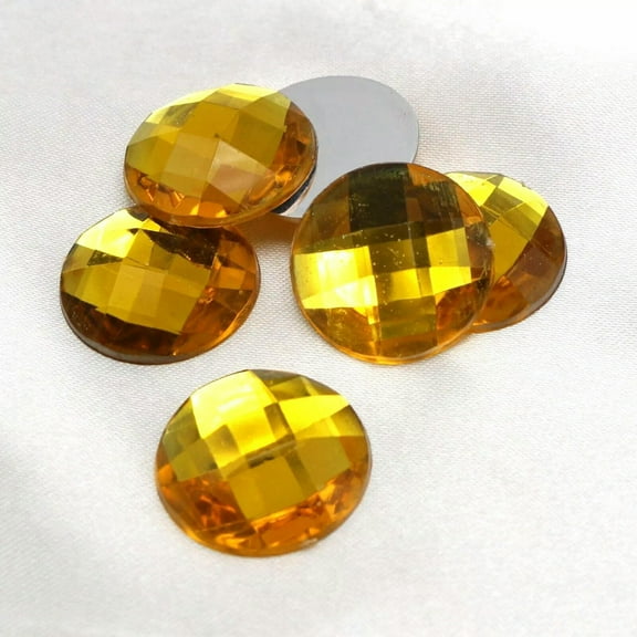 U8MO 50pcs Gold Acrylic Flatback Crystal Rhinestone Round Gem Beads 18mm No Hole