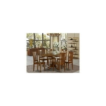 5-Piece Dining Set - Oval Table & 6 Chairs - Solid Wood & Microfiber Seats