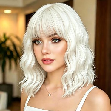 90s Inpired Bob Blue Wigs for Black Women Soft Short Bob Style Wigs with Bangs for ...