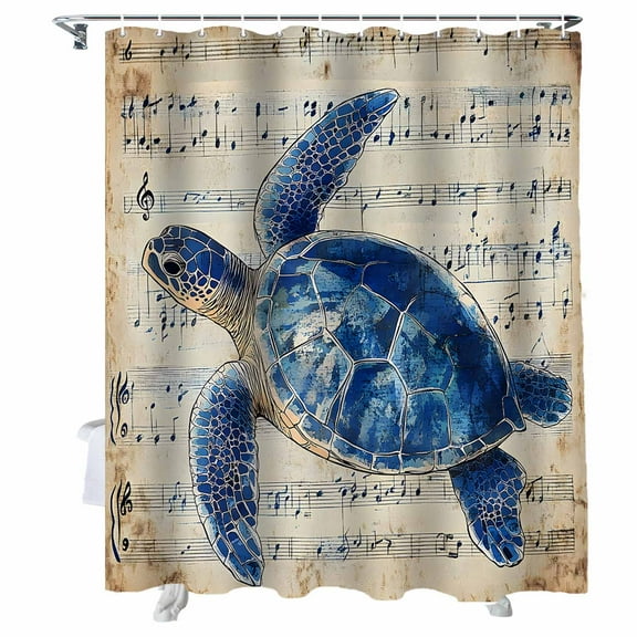 Shower Curtains Watercolor Blue Turtle Bath Curtain Retro Waterproof Bathroom Shower Curtain Set with Hooks Decoration 72 x 72 Inches