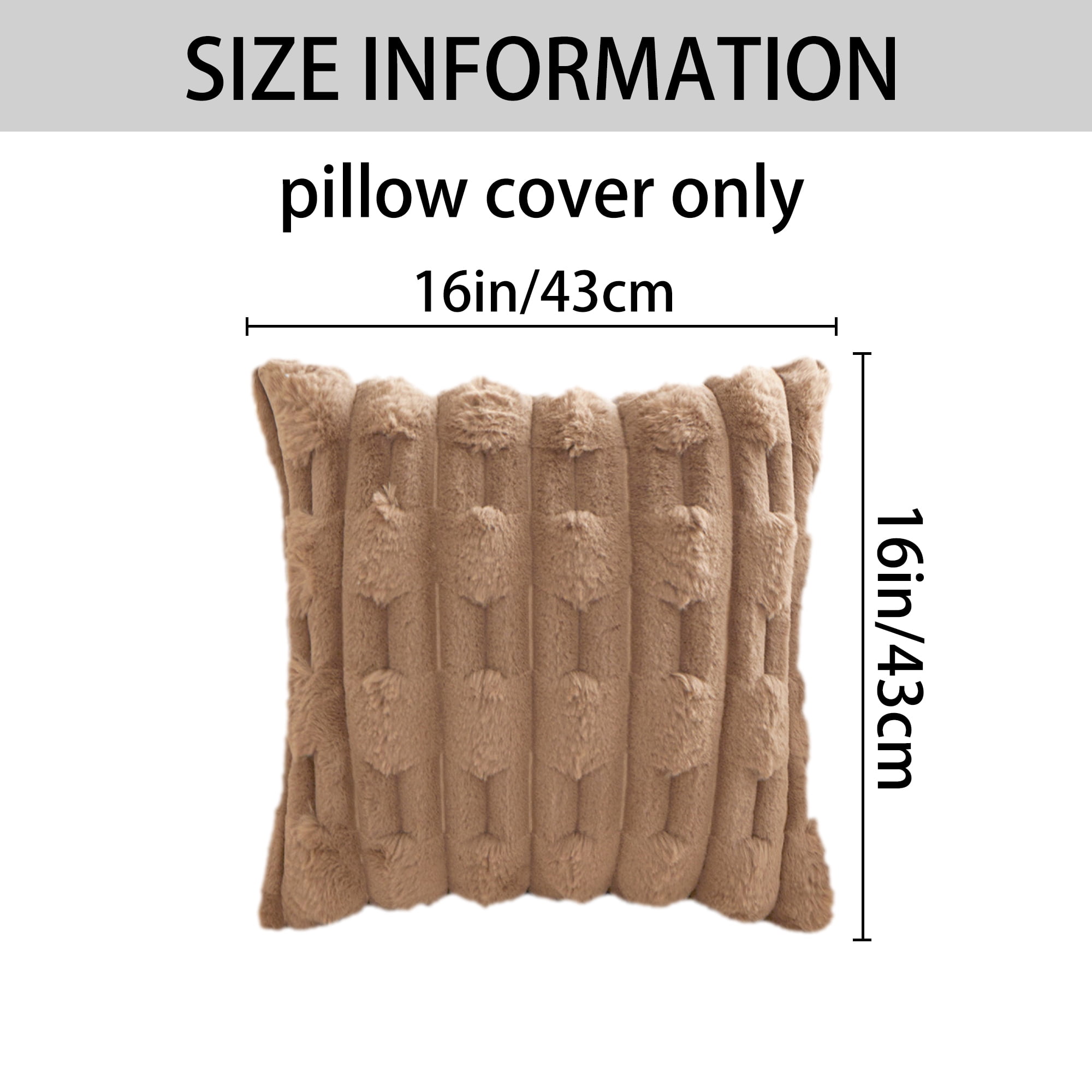 Unique Bargains Pack of 2 Throw Pillow Covers Luxury Soft Plush Cushion Case Brown