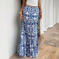 thumbnail image 6 of Women’s Summer Boho Maxi Skirts High Waisted Tiered Floral Skirts Vacation Loose Causal Skirts, L, 6 of 6