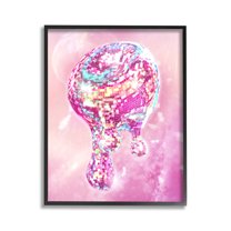 Stupell Industries Dripping Disco Ball Abstract Painting Black Framed Art Print Wall Art, 11 x 14