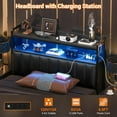 thumbnail image 2 of iSunirm Upholstered Headboard for Twin Size Bed, Head Board with Power Outlet & LED Lights, Easy Assembly, Black, 2 of 8