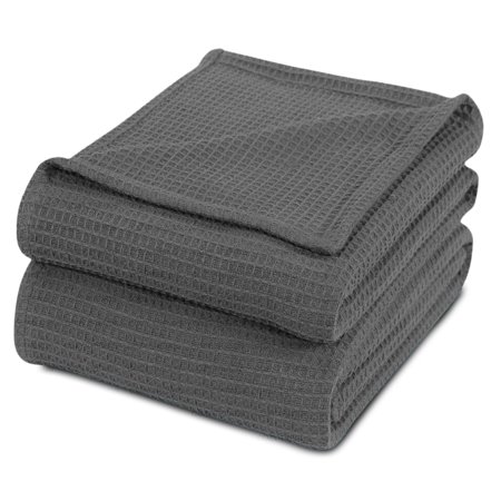 100-percent Cotton Waffle Weave Medium Weight All Season Thermal Blankets Gray King Geometric Bohemian & Eclectic