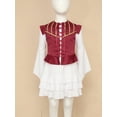 thumbnail image 6 of Aislor Girls Pirate Costume Halloween Rave Party Victorian Long Sleeve Ruffle Dress with Vest Burgundy 16, 6 of 7