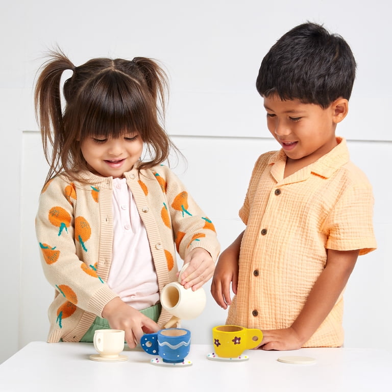 Made by Me Kids Toy - Paint Your Own Wooden Tea Set, 19 Pieces