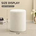 thumbnail image 2 of IVV 13.8"Dia Round Upholstered Stool, Teddy Fleece Ottoman with Soft Padded Seat, Modern White Vanity Stool Footrest for Makeup Bedroom Entryway Living Room, No Assembly, 2 of 5