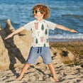 thumbnail image 3 of FORMRS Boys Rash Guard with Short Sleeves UPF 50+ Swim Shirts Sizes 3-12T, Beige Christmas Cups, 3 of 6