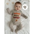 thumbnail image 3 of Miaouyo Infant Baby Boy Thanksgiving Fall Stripe Romper 0 3 6 12 18 Months Turkey Embroidery Long Sleeve Round Neck Full Length Jumpsuit with Hat, 3 of 9