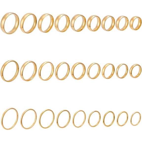 27Pcs 27 Styles Non Rings Set for Women Stainless Steel Finger Rings Bulk Plain Band Plain Stacking Knuckle Fashion Thin Ring Set for Women Man