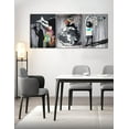 thumbnail image 4 of Hieng Large Living Room Canvas Wall Art 3 Panels Graffiti Black Woman Portrait Poster Abstract Street Pop Artwork for Bedroom Bathroom Wall Decor, 4 of 5