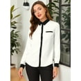 thumbnail image 2 of DARING DIVA Women's Color Block Button Down Long Sleeve Work Shirt L White, 2 of 6