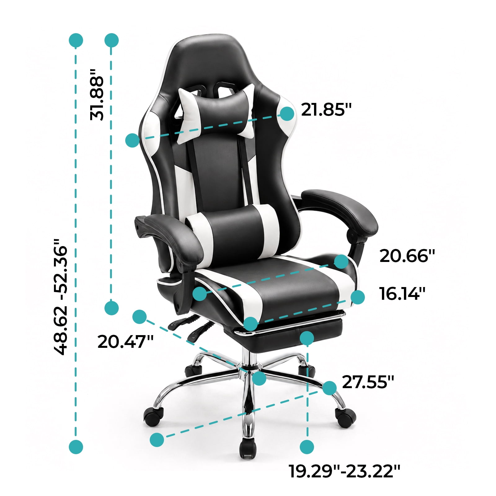 Alvantor Gaming Chair, Adjustable Backrest and Height, Ergonomic Computer Chair with Footrest and Lumbar Support, 275lb Capacity