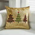 thumbnail image 5 of Christmas Pillow Cover, Santa Claus Christmas Tree Printed Embroidery Cushion Pad, Holiday Decoration Cushion Cover, Polyester 45x45cm Pink Festive Throw Pillow Case, 5 of 8
