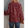 thumbnail image 5 of SHEWIN Plus Size Tops for Women Casual Boho Flroal Printed V Neck Chiffon Blouses Puff Long Sleeve T Shirts 2XL, 5 of 5