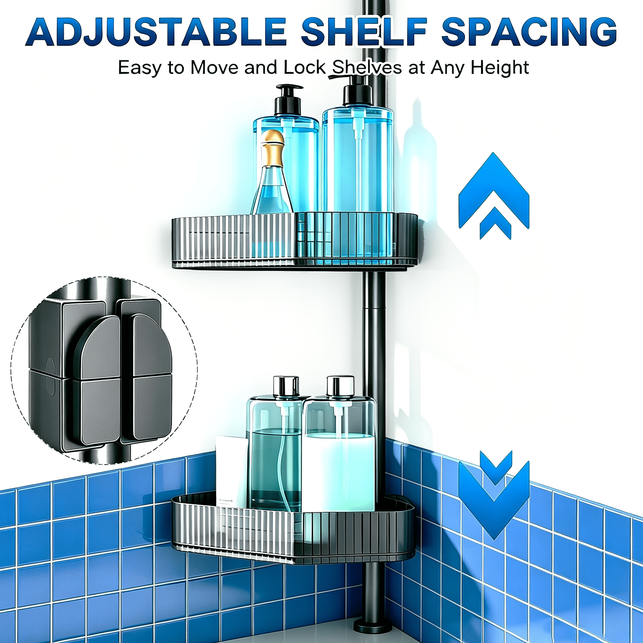 4-Tier Corner Shower Caddy, Bathroom Corner Storage Shelf, Wall Mount Shower Organizer for Shower & Bathtub Corner